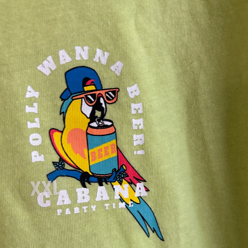 Neon Lime Short-Sleeve Crewneck Tee with Parrot Graphic